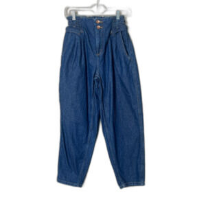 Zara Mom Paperbag Hi Rise Dark Wash Baggy Jeans Denim Size 6 Boho Cabincore Gorp